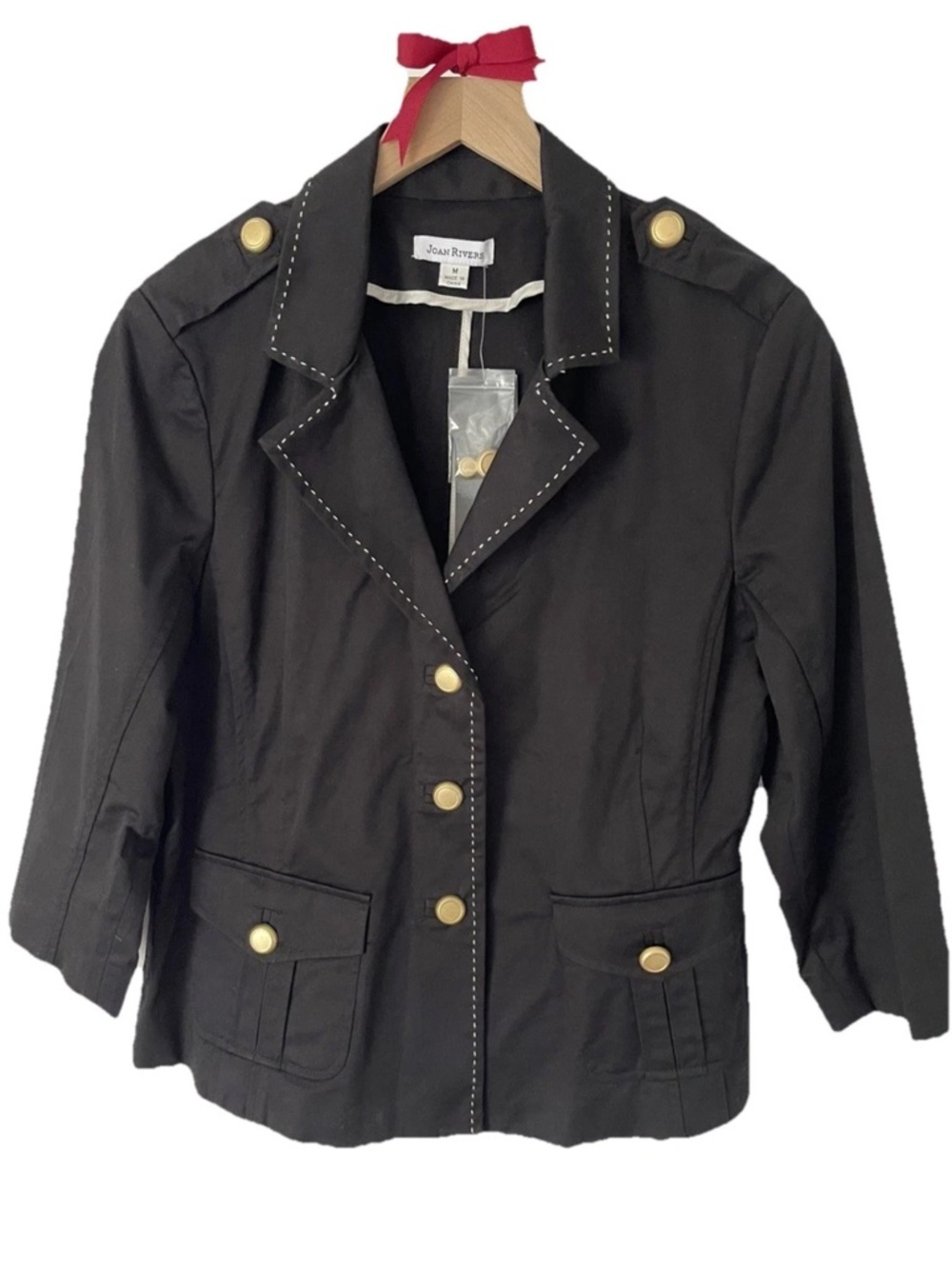 NWT Joan Rivers Black Gold Button Blazer Old Money Classic Tailored Jacket